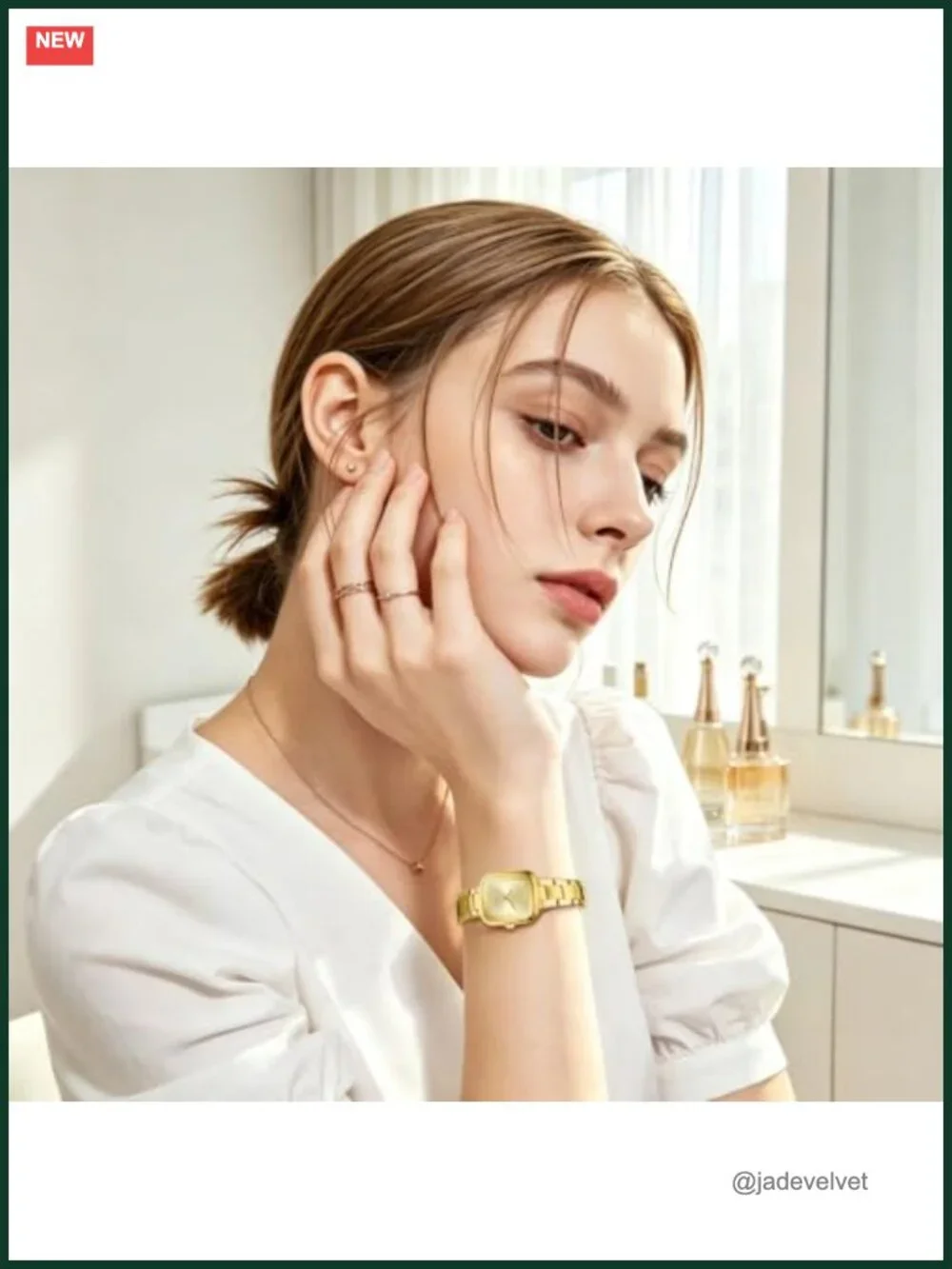 Vintage Square Quartz Watch with Stainless Steel Band, Waterproof Dress